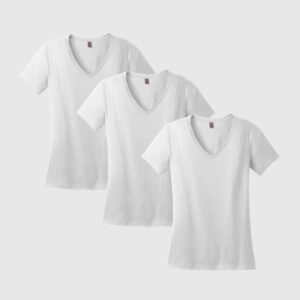 Berryclub - PACK 3 Pima Cuello V Dama - Blancos.