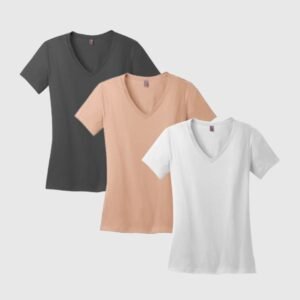 Berryclub - PACK 3 Pima Cuello V Dama - Plomo oscuro, Beige, Blanco.