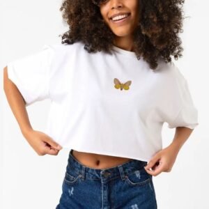 Berryclub - Croptop Gráfico color Blanco "Mariposa"