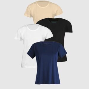 Berryclub - PACK PREMIUM 4 Pima Cuello Redondo Dama - Arena, Negro, Perla, Azulacero